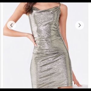 Gold Shiny Draped Disco Dress size L